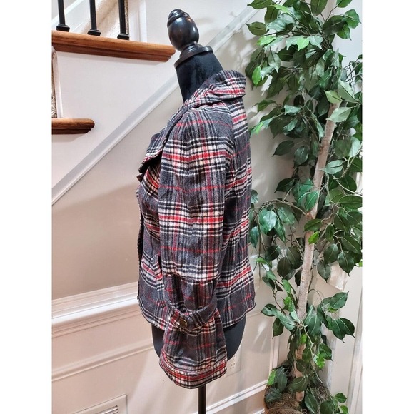 Titi Women's Gray Check Wool Long Sleeve Buttons Front Casual Jacket Size Small - Picture 5 of 12